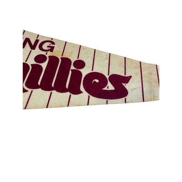 1980s 29 Inch Reading Phillies Pennant Souvenir Felt Flag Baseball - Picture 4 of 8